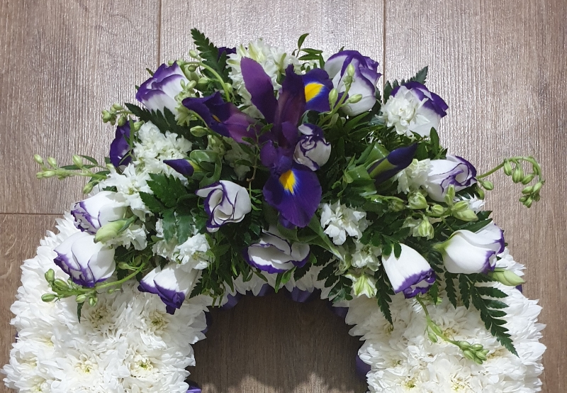 Purple and white wreath