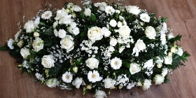 Cream white coffin spray