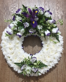 Purple and white wreath